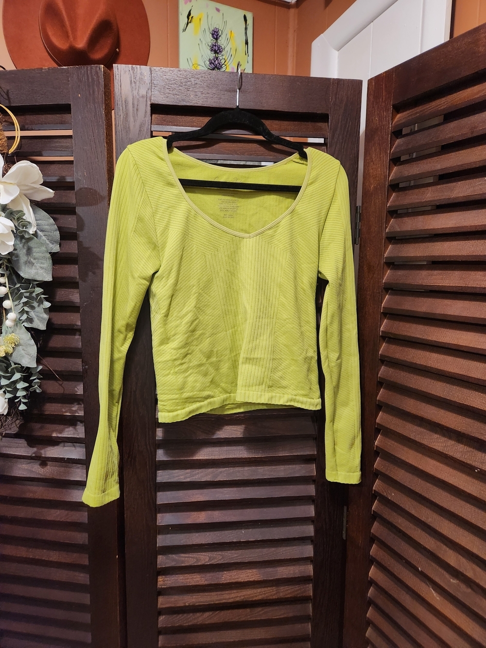 Lime Green Ribbed Scoop-Neck Crop Top